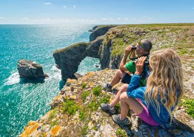 Bird watching on the coast path at Castlemartin